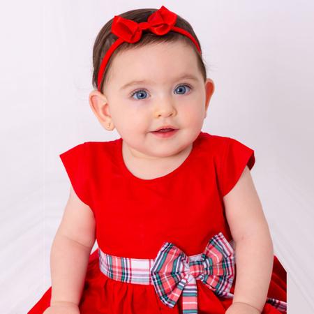 Vestido de Bebê com Tiara 100% Algodão Princesa Vermelho - Mundo