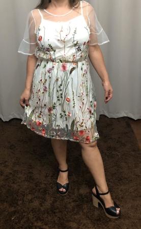 Vestido de festa bordado e tule veste 38 40 Outlet Vida