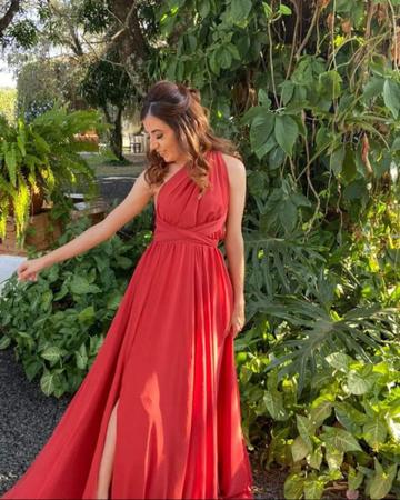 Vestido de festa formatura casamento laranja Edima Noivas