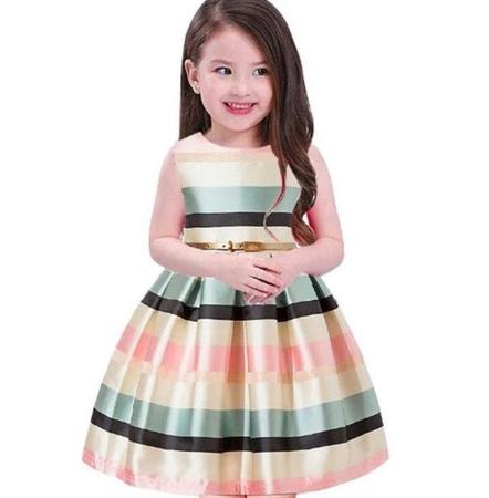 Vestido de Festa Infantil Colorido listrado As Vestido