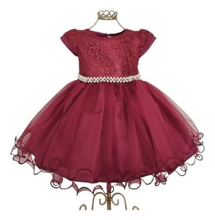 Vestido de Festa Infantil Vermelho Princesa Luxo - Xuxuzinhos Baby