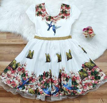 Vestido de Festa Infantil Off White Jardim do Beija Flor
