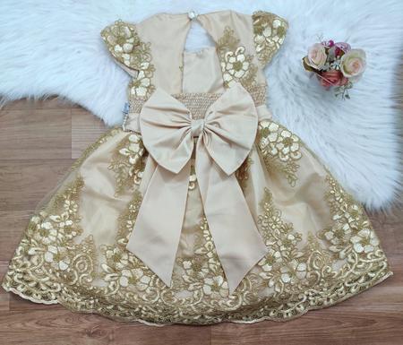 Vestido infantil dourado para hot sale festa