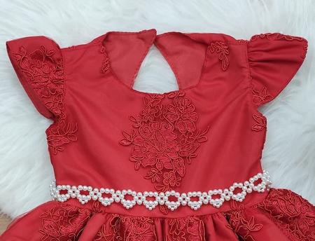 Vestido de Festa Infantil Vermelho Princesa Luxo - Xuxuzinhos Baby
