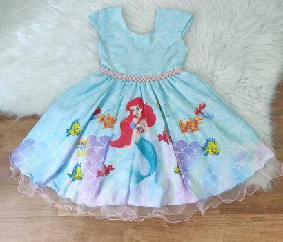 Vestido Ariel Sereia Novo Festa  Roupa Infantil para Menina Nunca