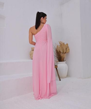 Vestido De Festa Longo Fabia Chiffon Allmaria Rosa Quartzo