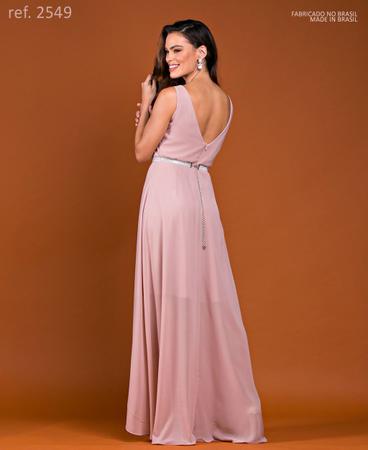 Vestido de festa longo mullet de chiffon rose ref.2549