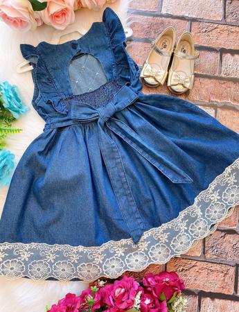 Vestido jeans hotsell infantil com renda
