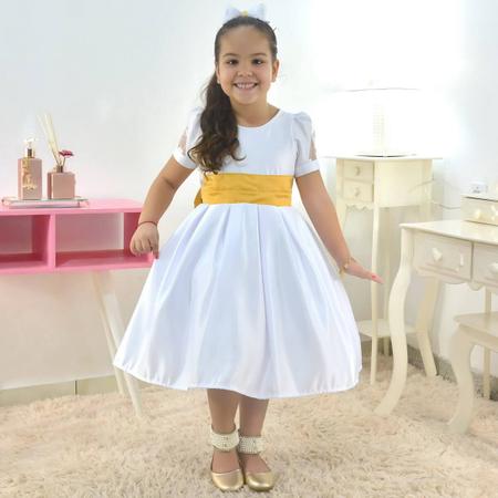 Vestido infantil branco com cheap dourado
