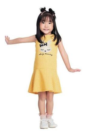 Top Xadrez Amarelo Newtee - B3M MODA INFANTIL