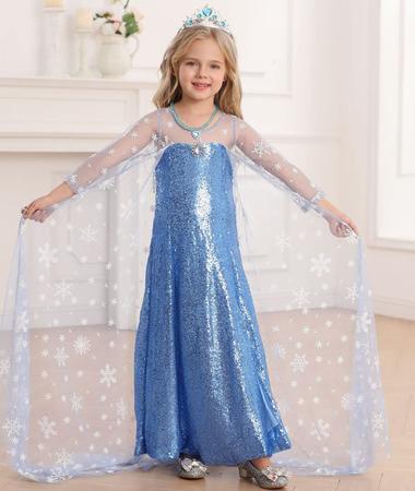 Imagem de Vestido de princesa Luzlen Snow para meninas, azul, de 4 a 5 anos