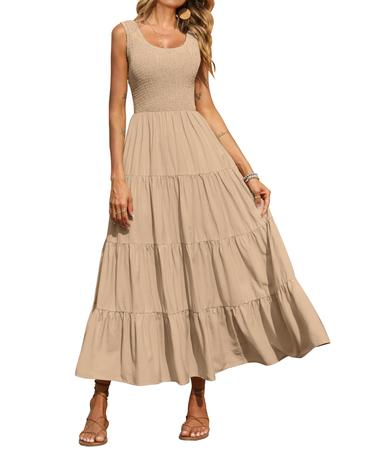 Vestido de verão maxi PRETTYGARDEN feminino com blusa de damasco Imagem de Vestido de verão maxi PRETTYGARDEN feminino com blusa de damasco