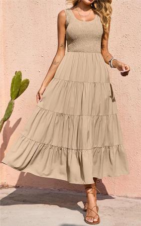 Vestido de verão maxi PRETTYGARDEN feminino com blusa de damasco Imagem de Vestido de verão maxi PRETTYGARDEN feminino com blusa de damasco