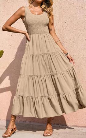 Vestido de verão maxi PRETTYGARDEN feminino com blusa de damasco Imagem de Vestido de verão maxi PRETTYGARDEN feminino com blusa de damasco