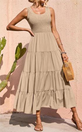 Vestido de verão maxi PRETTYGARDEN feminino com blusa de damasco Imagem de Vestido de verão maxi PRETTYGARDEN feminino com blusa de damasco