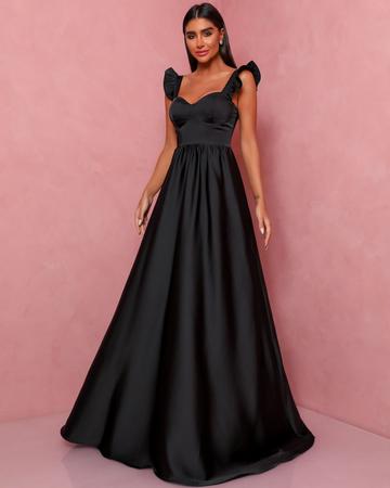 Vestido preto cetim best sale longo