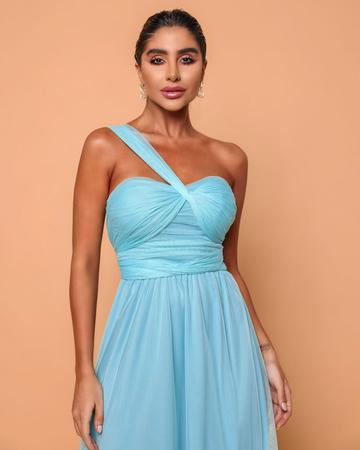 Imagem de Vestido Dot Clothing Longo Multiformas Tule Azul Claro