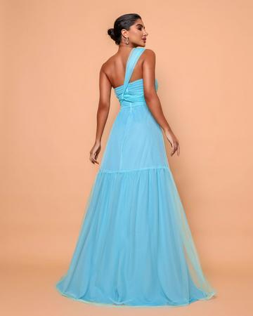 Imagem de Vestido Dot Clothing Longo Multiformas Tule Azul Claro