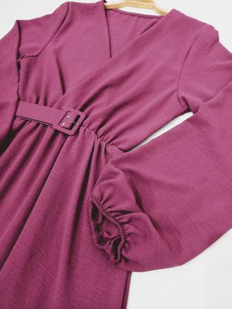 Imagem de Vestido Duna longo com cinto - Cor Rosa Púrpura - Tamanho GG