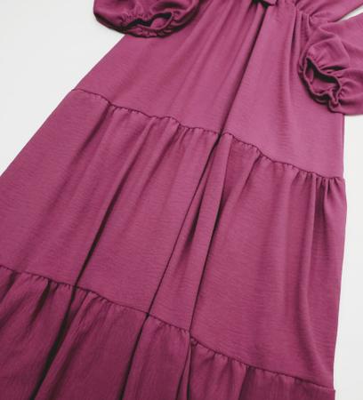 Imagem de Vestido Duna longo com cinto - Cor Rosa Púrpura - Tamanho GG