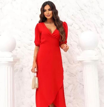 Vestido vermelho best sale envelope