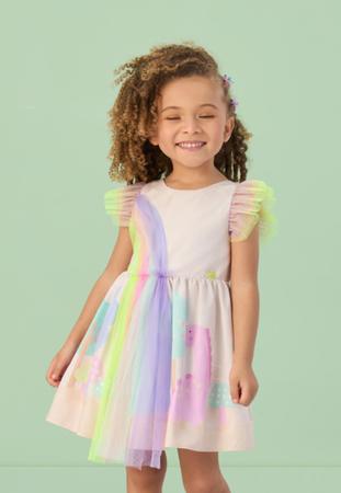 Imagem de Vestido Estampado Tule Colorido Infantil Mon Sucré