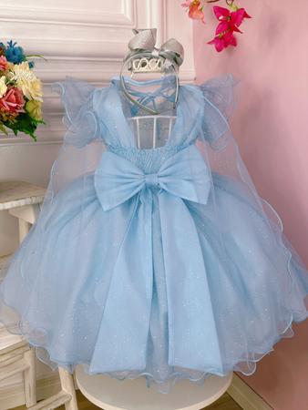 Vestido Infantil Frozen Elsa Com Capa Azul Fantasia Menina - Tio Dedé -  Fantasias para Crianças - Magazine Luiza