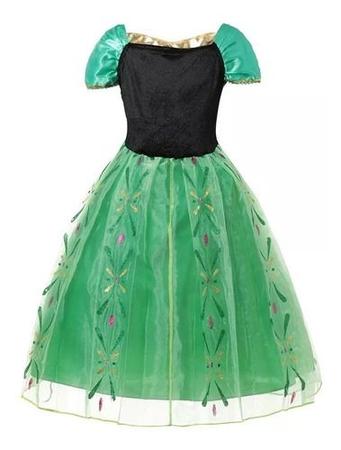 Imagem de Vestido Fantasia Infantil Carnaval Halloween Princesa Anna Ana Frozen