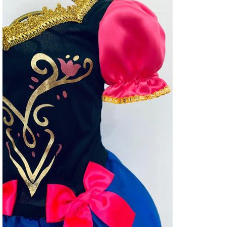 Imagem de Vestido Fantasia Infantil curto Frozen Princesa Anna Luxo + Capa