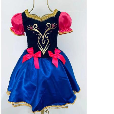 Imagem de Vestido Fantasia Infantil curto Frozen Princesa Anna Luxo + Capa
