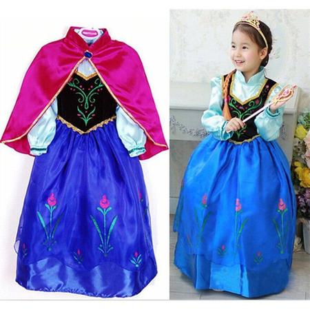 Vestido Infantil Frozen Princesas Capa de Luxo Aniversário - Fabuloso Ateliê