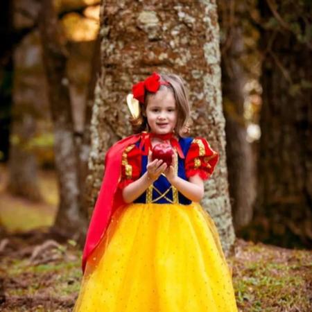 Imagem de Vestido Fantasia Infantil Princesa Branca De Neve Super Luxo