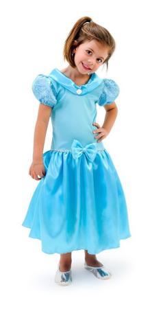Imagem de Vestido Fantasia Infantil Princesa Cinderela Luxo Top Menina Anjo
