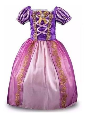 Imagem de Vestido Fantasia Infantil Rapunzel Enrolados + Coroa/varinha