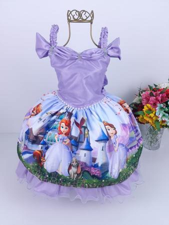 Vestido Infantil Temático Princesa Sofia Roupa/Fantasia