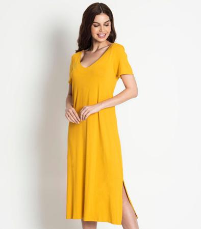 Imagem de Vestido Feminino Básico Midi Rovitex Amarelo