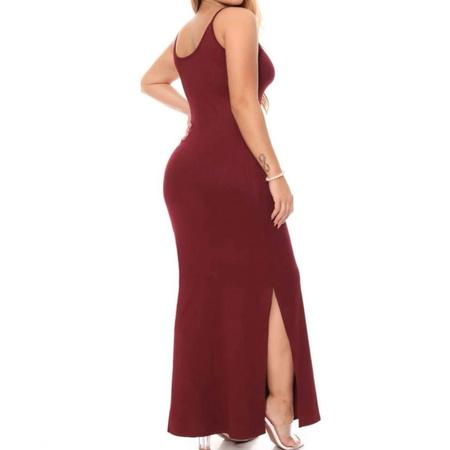 Imagem de Vestido feminino canelado alça fina fendas lateral moda estilo