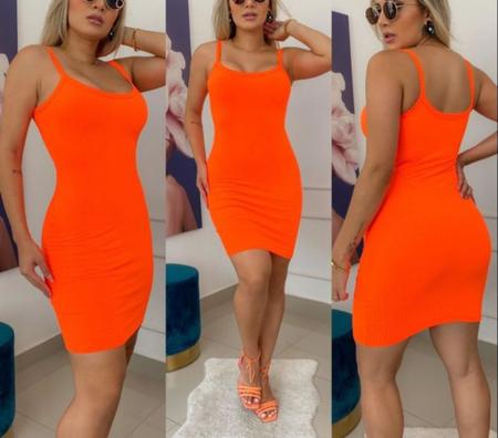 Vestido canelado cheap laranja