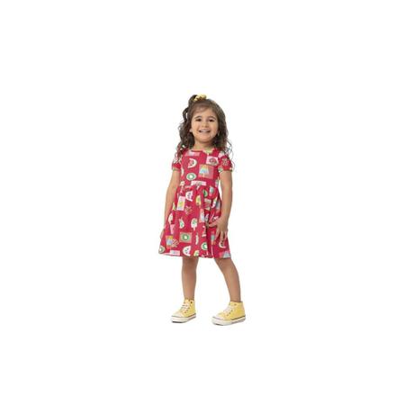 Imagem de Vestido Feminino Curto Infantil Malwee vermelho com desenhos Tam. 04