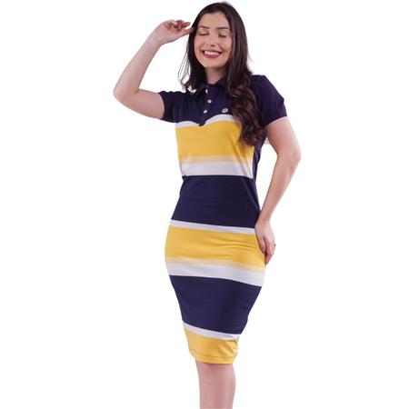 Vestido gola polo listrado 2025