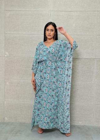 Imagem de Vestido Feminino Kaftan Longo Seda Indiana