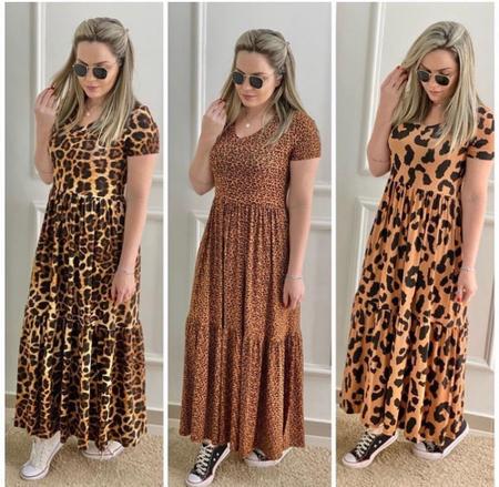 Vestido Feminino Longo Animal Print Inspira o Zara Karolla