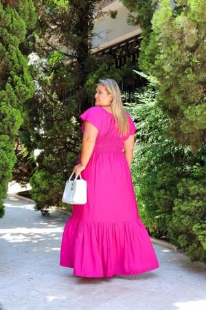 Vestido Longo Plus Size Tamanho Grande Rosa Pink - Donnaluu