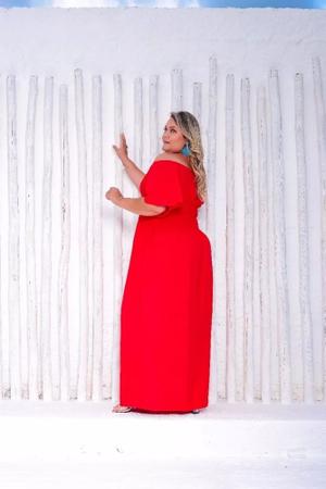 Imagem de Vestido Feminino Longo Plus Size Manga Curta 