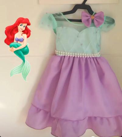 Roupa infantil de aniversário de sereia, vestido sereia tutu com