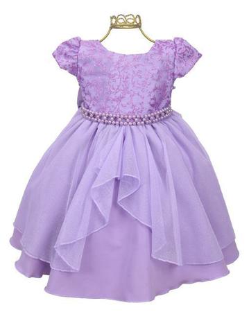 Vestido Infantil Lilás Tema Princesa Sofia Sophia Luxo Festa