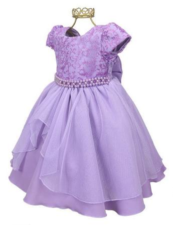 Vestido Infantil Lilás Lavanda Princesa Sofia Jasmine Ariel Tiara Luvas  Fantasia Carnaval Aniversário Temático Princesas Presente Menina Festa Luxo  Rodado