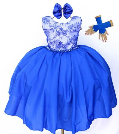 Imagem de Vestido Festa Infantil Azul Royal Luxo 4 A 16 Anos Oferta