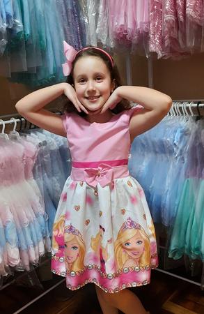 Vestido Infantil Rosa Barbie  Luxo Festa Aniversário - Encontro das  Princesas