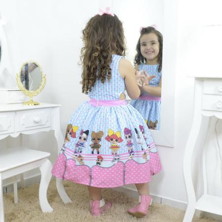 Imagem de Vestido festa infantil das mínis bonecas Lol surprise azul e rosa